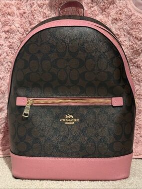 Coach Signature Backpack in Brown and Pink